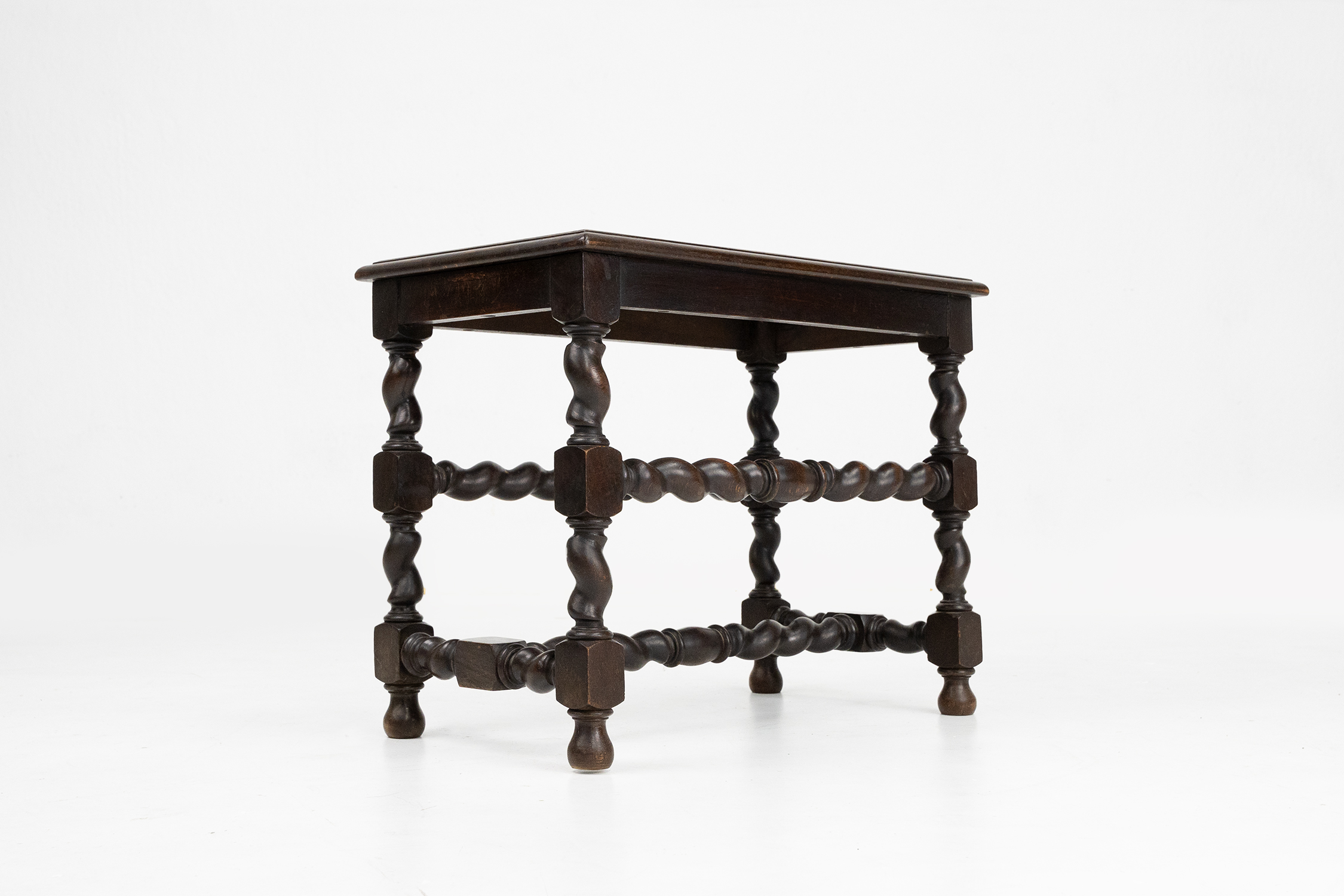 Antique French wooden stool with rattan top, ca. 1880 thumbnail